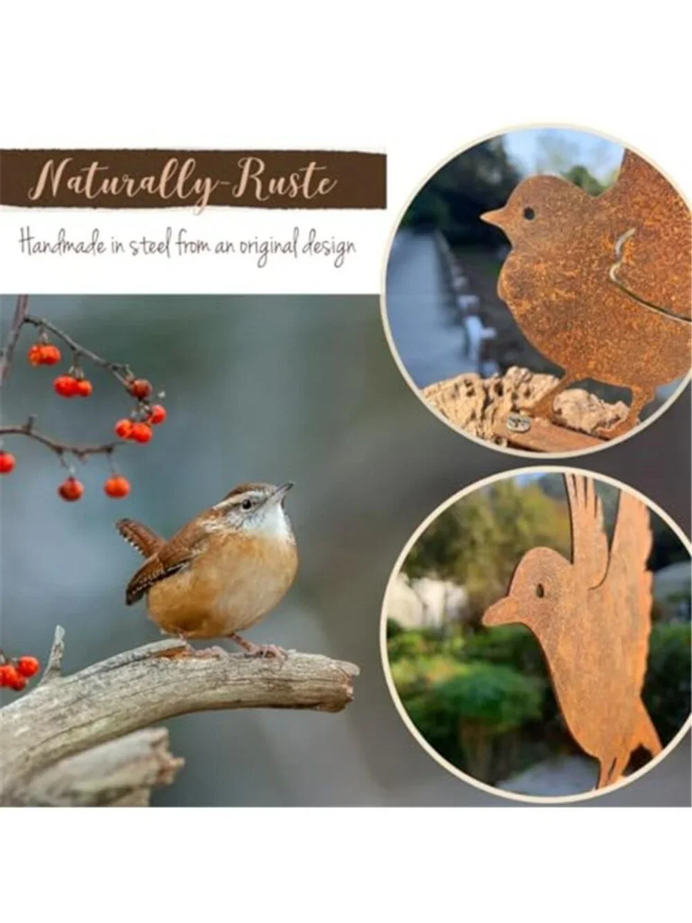 5PCS Rusty Birds Decoration,Outdoor Bird Wall Decor,Metal Birds Yard